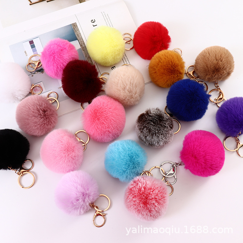 Plush 8cm Key Rex Rabbit Fur Ball Pendant Accessories Keychain Pendant Korean Style Bags Pendants Wholesale