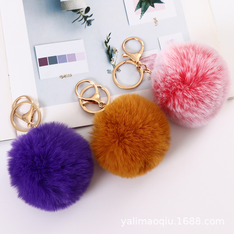 Plush 8cm Key Rex Rabbit Fur Ball Pendant Accessories Keychain Pendant Korean Style Bags Pendants Wholesale