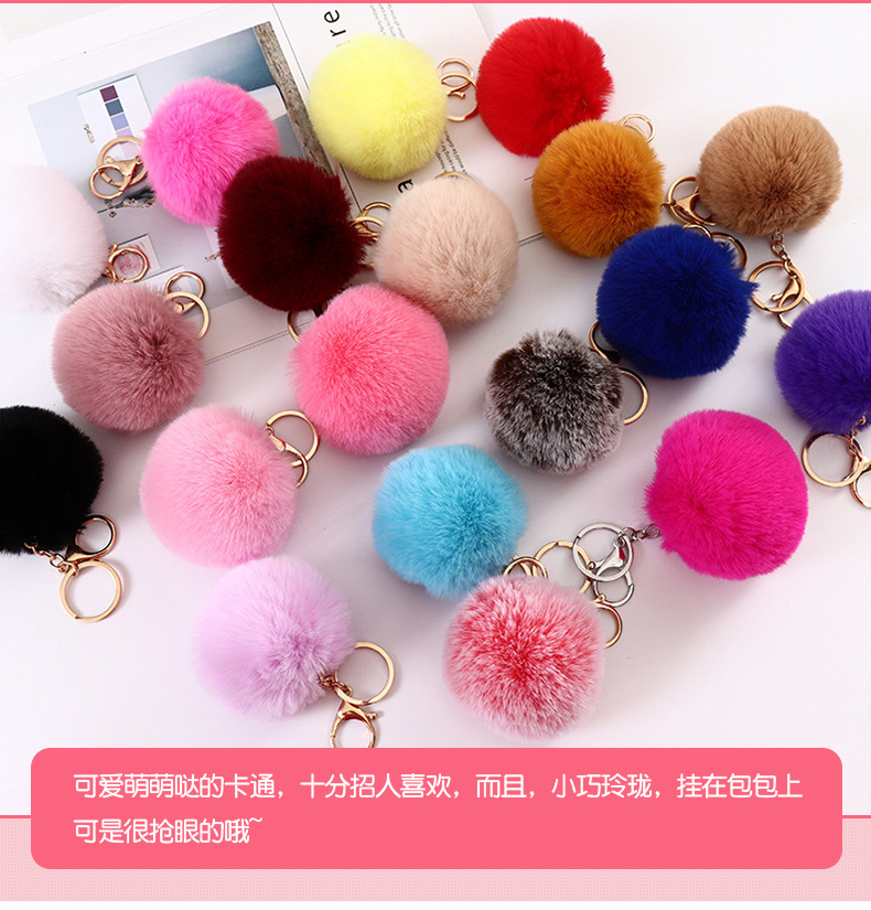 Plush 8cm Key Rex Rabbit Fur Ball Pendant Accessories Keychain Pendant Korean Style Bags Pendants Wholesale