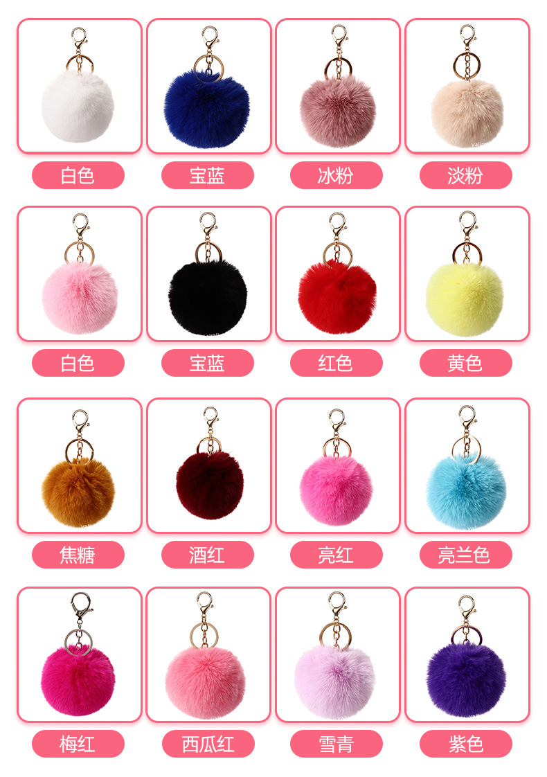 Plush 8cm Key Rex Rabbit Fur Ball Pendant Accessories Keychain Pendant Korean Style Bags Pendants Wholesale