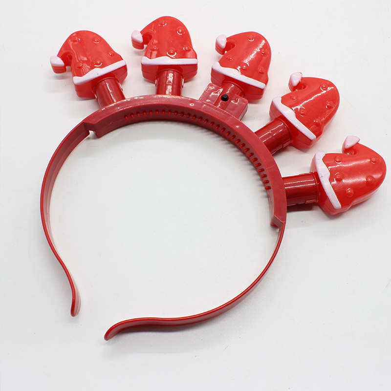 ZD Factory Direct Sales Foreign Trade Popular Style Christmas Glow Head Buckle Christmas Hat Five Lights Glow Head Buckle