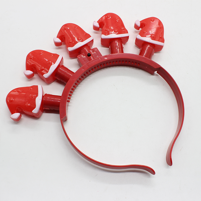 ZD Factory Direct Sales Foreign Trade Popular Style Christmas Glow Head Buckle Christmas Hat Five Lights Glow Head Buckle