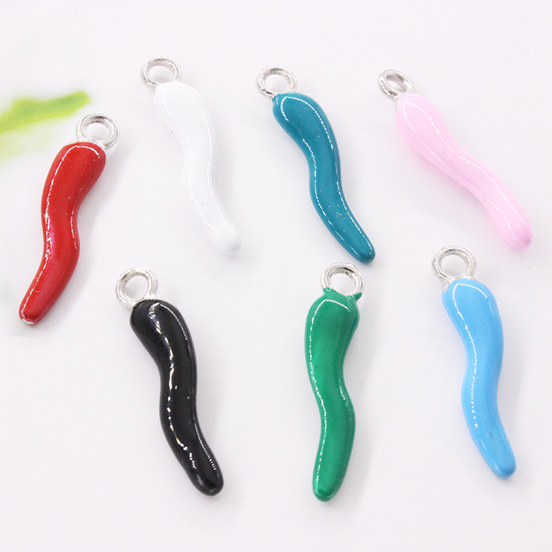 Factory Direct Sales New Product Best-Selling Alloy Decoration Accessories Painting Oil Pepper Earrings Necklace Keychain Small Pendant