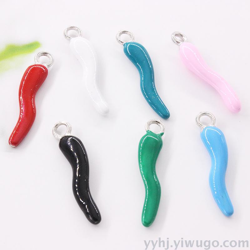 Factory Direct Sales New Product Best-Selling Alloy Decoration Accessories Painting Oil Pepper Earrings Necklace Keychain Small Pendant