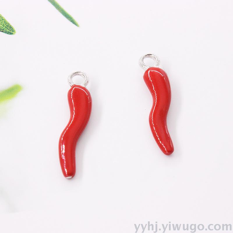 Factory Direct Sales New Product Best-Selling Alloy Decoration Accessories Painting Oil Pepper Earrings Necklace Keychain Small Pendant
