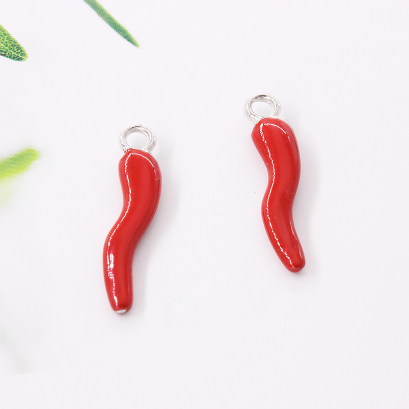 Factory Direct Sales New Product Best-Selling Alloy Decoration Accessories Painting Oil Pepper Earrings Necklace Keychain Small Pendant