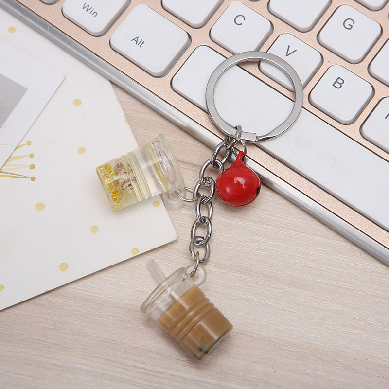 Simulation Glass Jar Keychain Milk Tea Keychain Hot Selling Small Gift Promotion Scan Code Small Gift Souvenir
