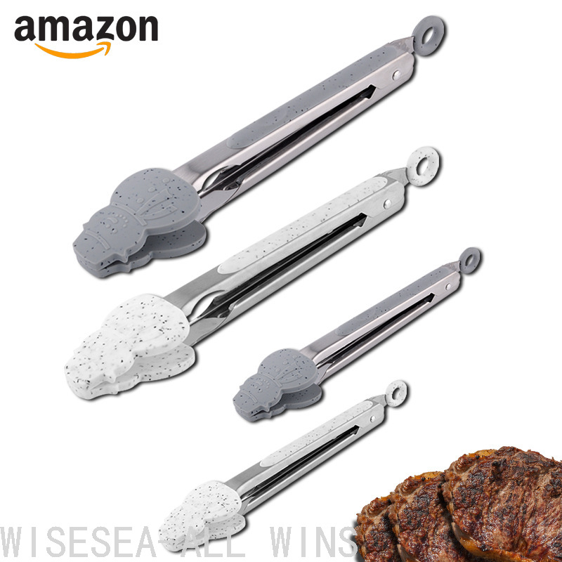 9-Inch Christmas Tree Stainless Steel Silica Gel Food Clip Food Clip Household Bread Clip Kitchen BBQ Clamp