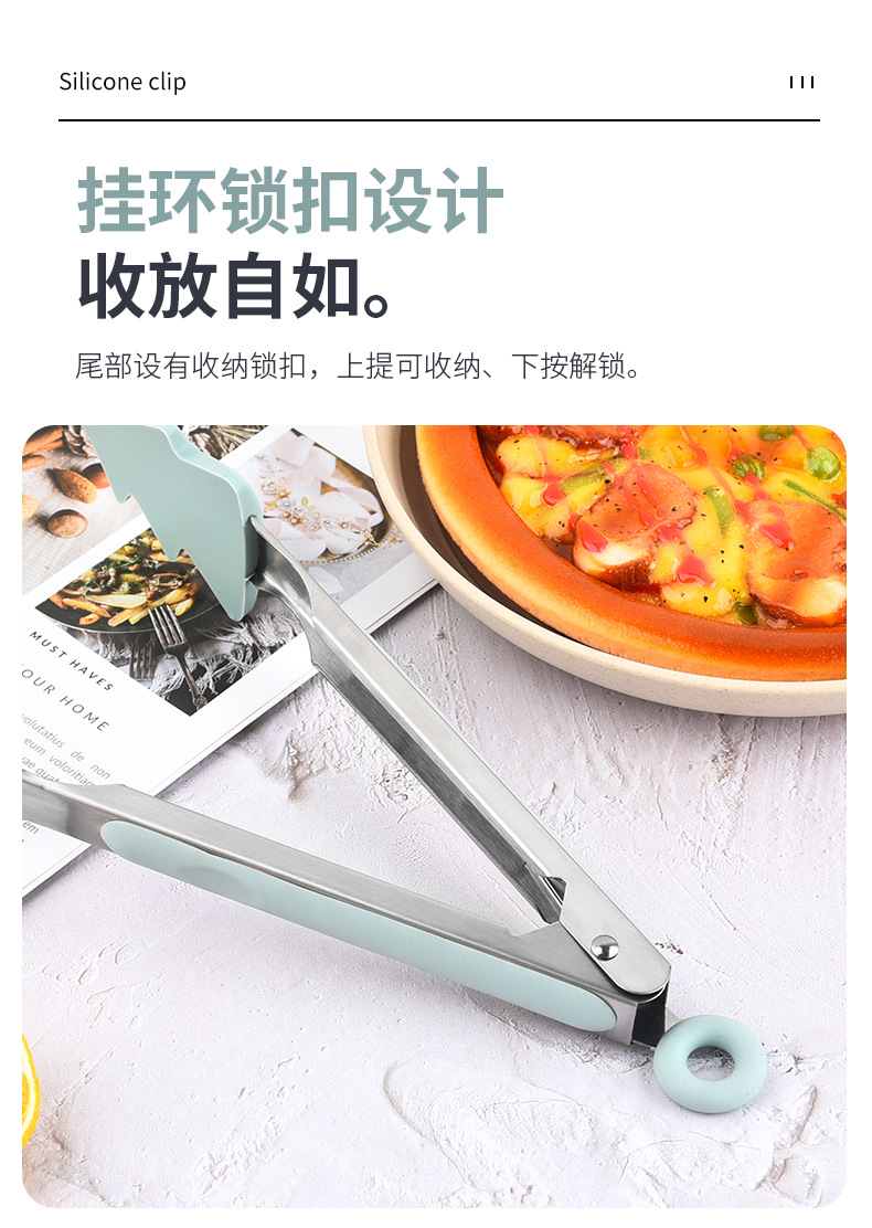 9-Inch Christmas Tree Stainless Steel Silica Gel Food Clip Food Clip Household Bread Clip Kitchen BBQ Clamp 9-Inch Christmas Tree Stainless Steel Silica Gel Food Clip Food Clip Household Bread Clip Kitchen BBQ Clamp