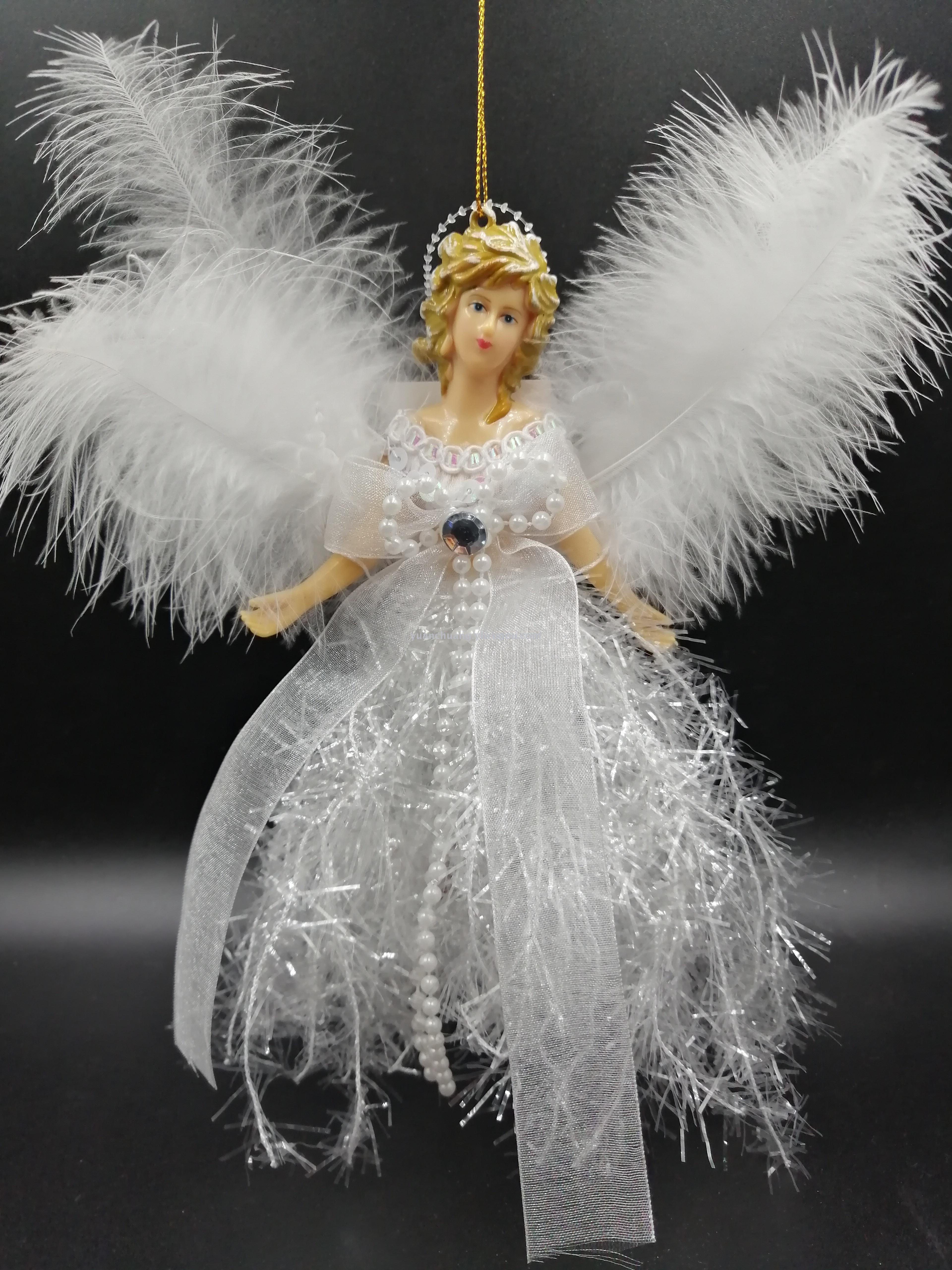 Feather angel pendant, with lights angel pendant Christmas tree small pendant scene decoration small pendant