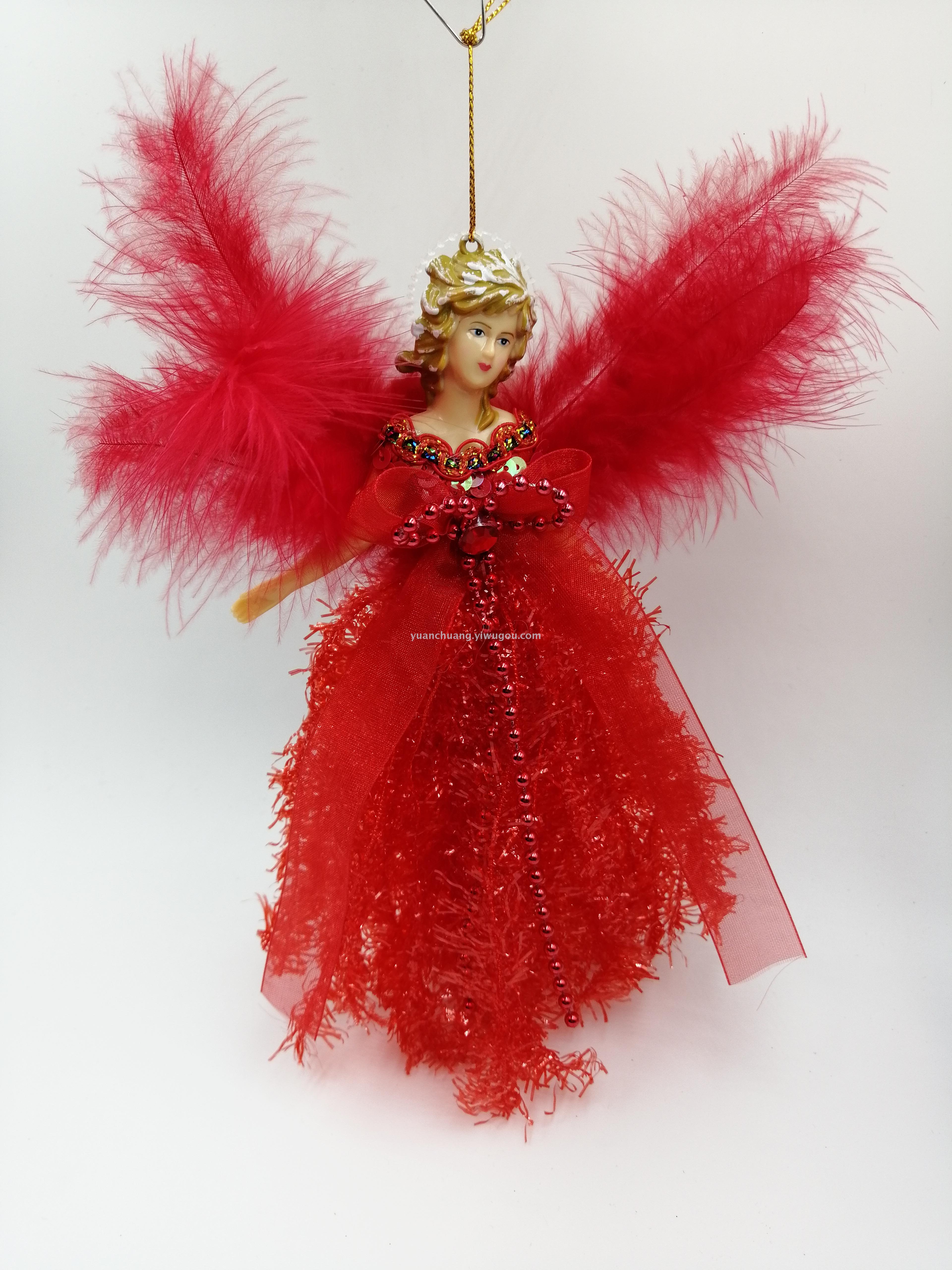 Feather angel pendant, with lights angel pendant Christmas tree small pendant scene decoration small pendant