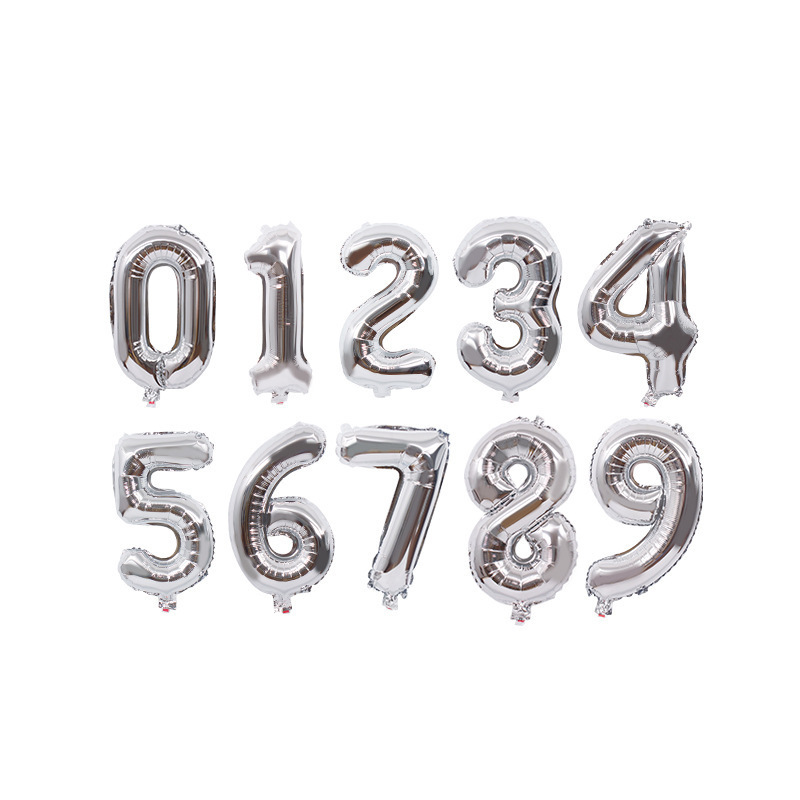 Small Digital 16 Inch American Version Thin Body Decoration Birthday Party Foreign Trade Aluminum Film Balloon Wholesale 16 Digital Balloon
