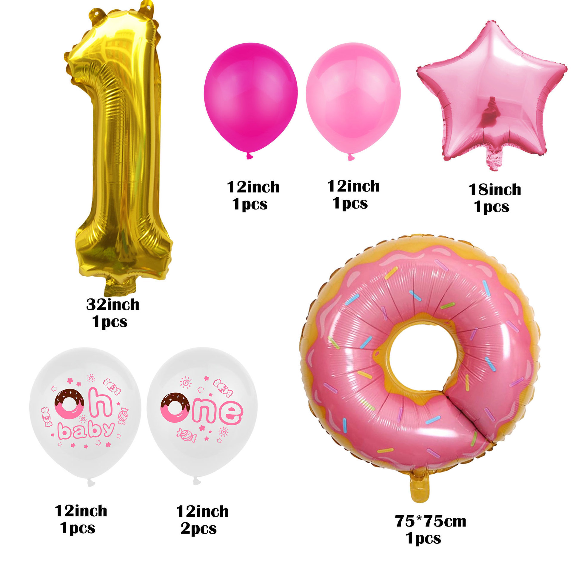 Cartoon Colorful Cone Aluminum Foil Five-Pointed Star Balloon Baby Shower Happy Birthday Party Digital One1 Decoration