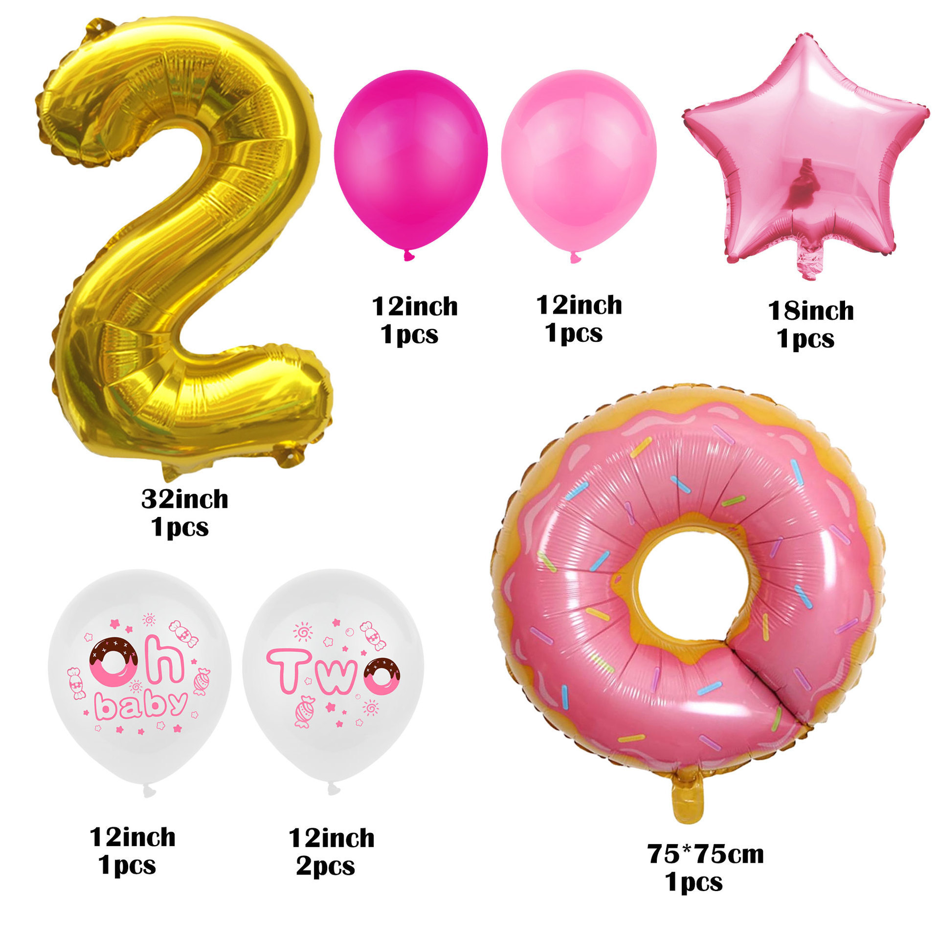 Cartoon Colorful Cone Aluminum Foil Five-Pointed Star Balloon Baby Shower Happy Birthday Party Digital One1 Decoration