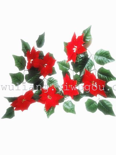 Home Furnishing simulation flower rattan interior decoration 7 head cloth Christmas flowers wholesale Phnom Penh