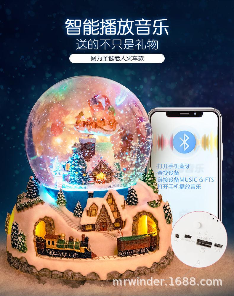 Whole Floating Snowflake Crystal Ball Music Box Music Box Christmas Gift CrossBorder ECommerce Whole Floating Snowflake Crystal Ball Music Box Music Box Christmas Gift CrossBorder ECommerce