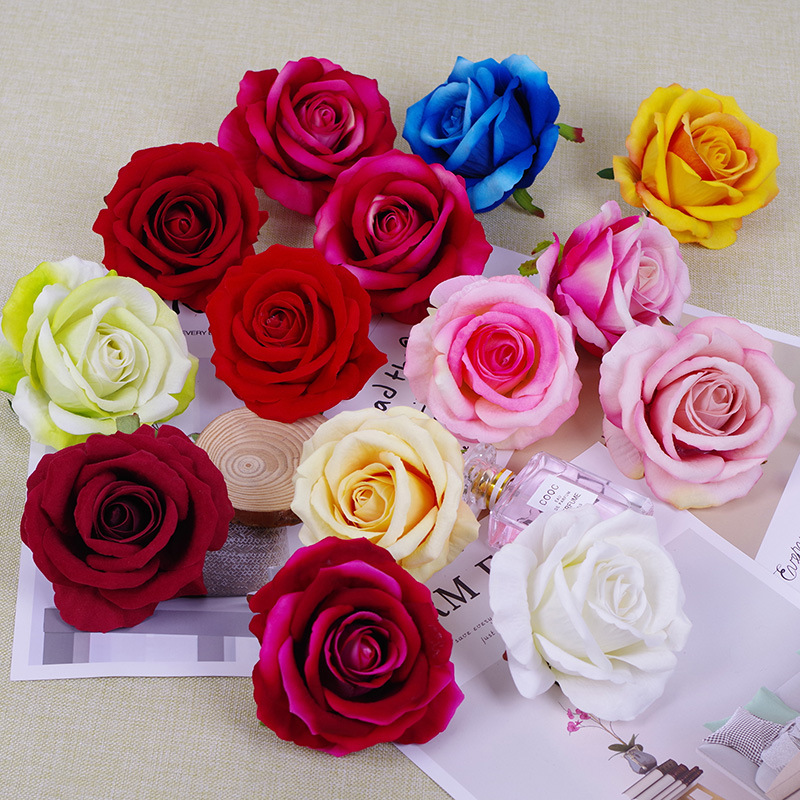 Yibiyi 10cm Wedding Car Christmas 520 Cake Decoration Simulation Flannel Rose Perianth DIY Artificial Flower