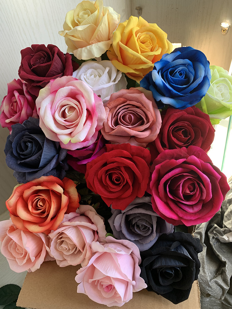 Yibiyi 10cm Wedding Car Christmas 520 Cake Decoration Simulation Flannel Rose Perianth DIY Artificial Flower