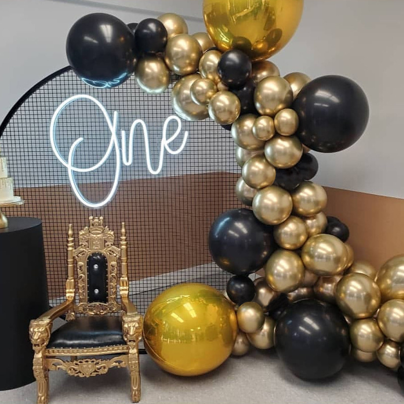 Cross-Border Amazon Black Gold Series Balloon Chain Set Graduation Season Decoration Birthday Party Atmosphere Layout Supplies