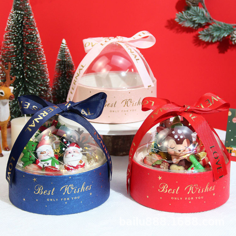 Christmas Flower Pot Cake Decorative Ornaments Transparent Hemisphere Mousse Ball Cake Inserting Card Christmas Gift Box Packing Box
