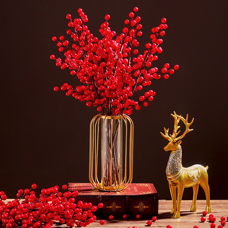 Fortune Fruit Red Berry Fake Flower Living Room Home Decoration Flower Arrangement New Year Christmas Props Display