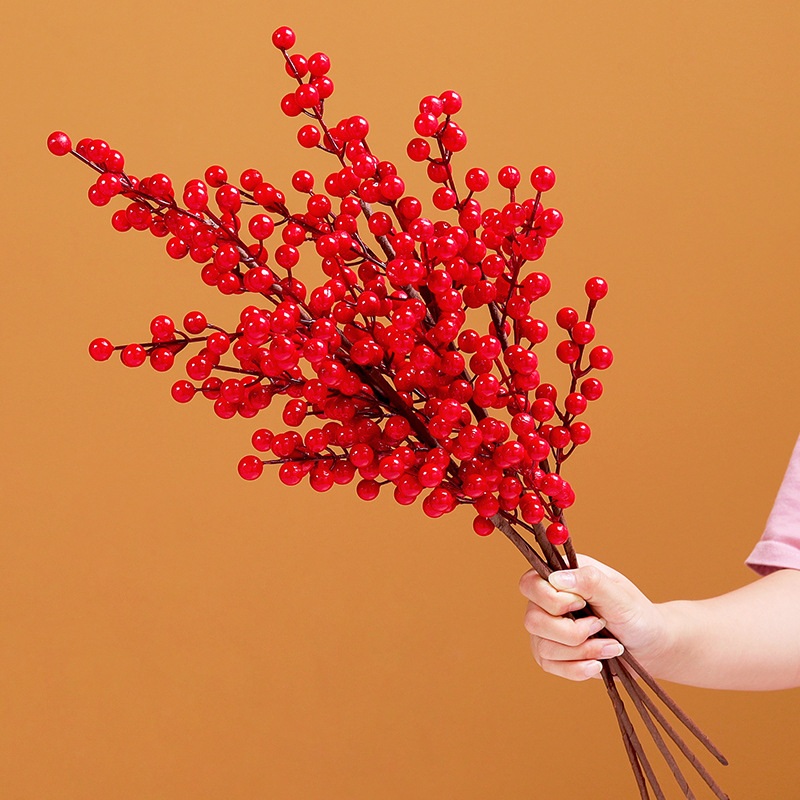 Fortune Fruit Red Berry Fake Flower Living Room Home Decoration Flower Arrangement New Year Christmas Props Display