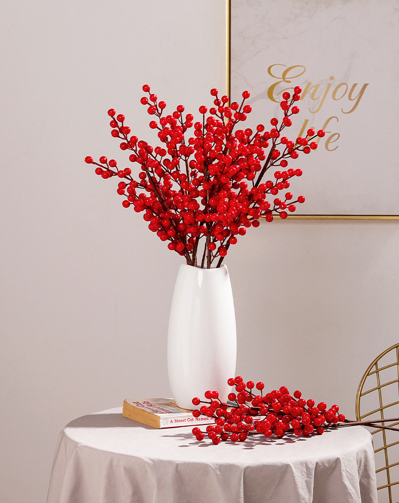 Fortune Fruit Red Berry Fake Flower Living Room Home Decoration Flower Arrangement New Year Christmas Props Display