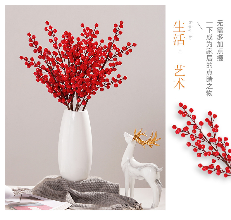 Fortune Fruit Red Berry Fake Flower Living Room Home Decoration Flower Arrangement New Year Christmas Props Display