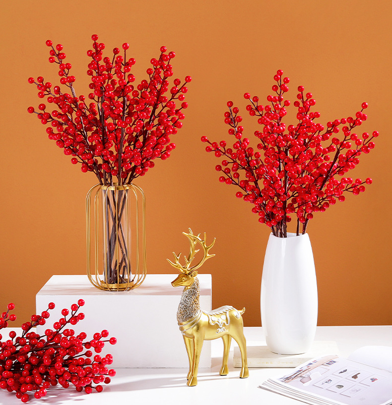 Fortune Fruit Red Berry Fake Flower Living Room Home Decoration Flower Arrangement New Year Christmas Props Display