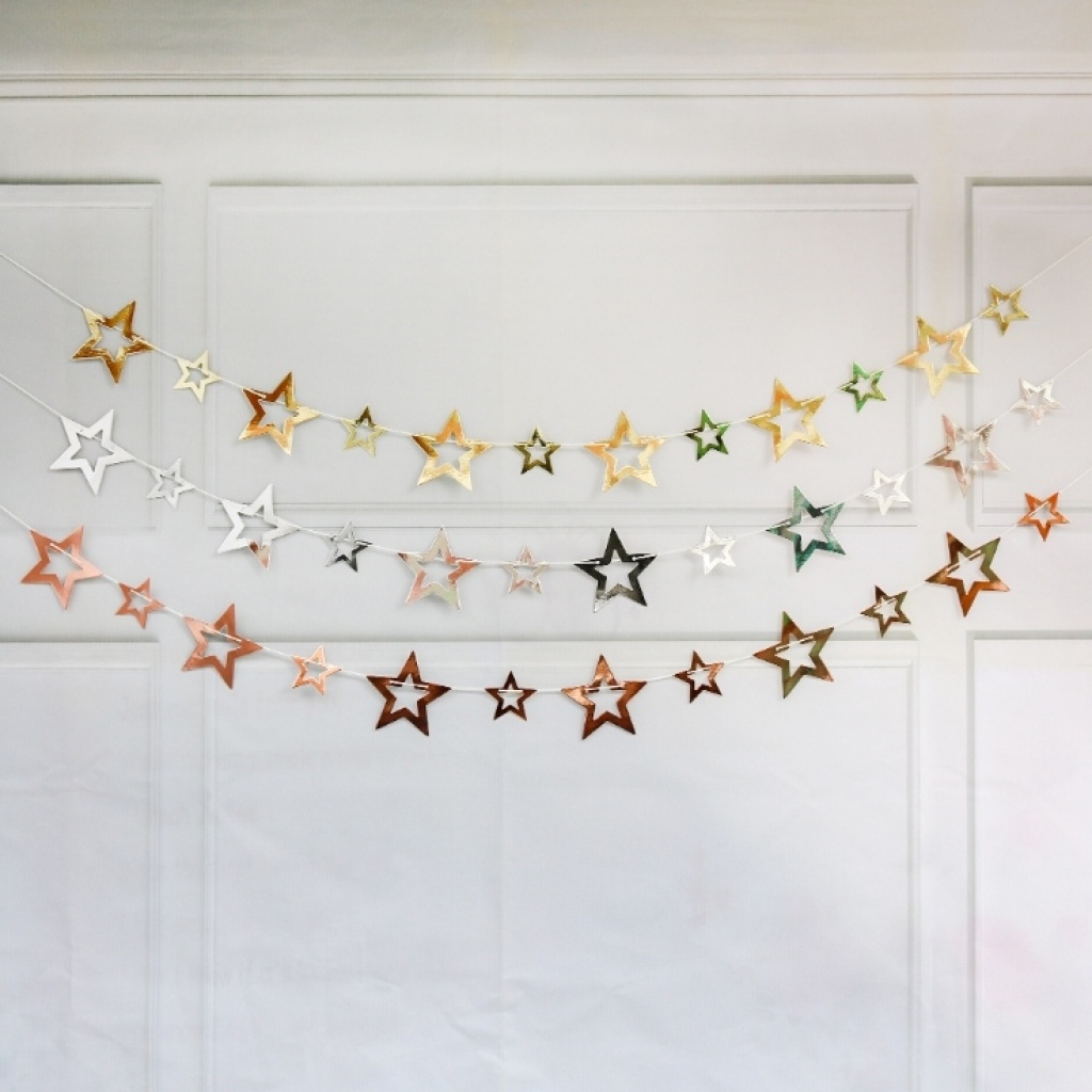Mirror Sheets Hollow Pentagram Paper Flower Hanging Flag Hanging String Wedding Birthday Christmas XINGX Garland Hanging Decoration Party