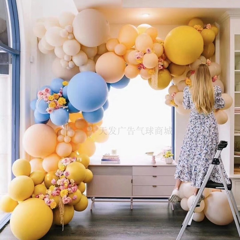Retro Style Double-Layer Morandi Orange Macaron Orange Latex Balloon Chain Decoration Birthday Party Opening Ceremony