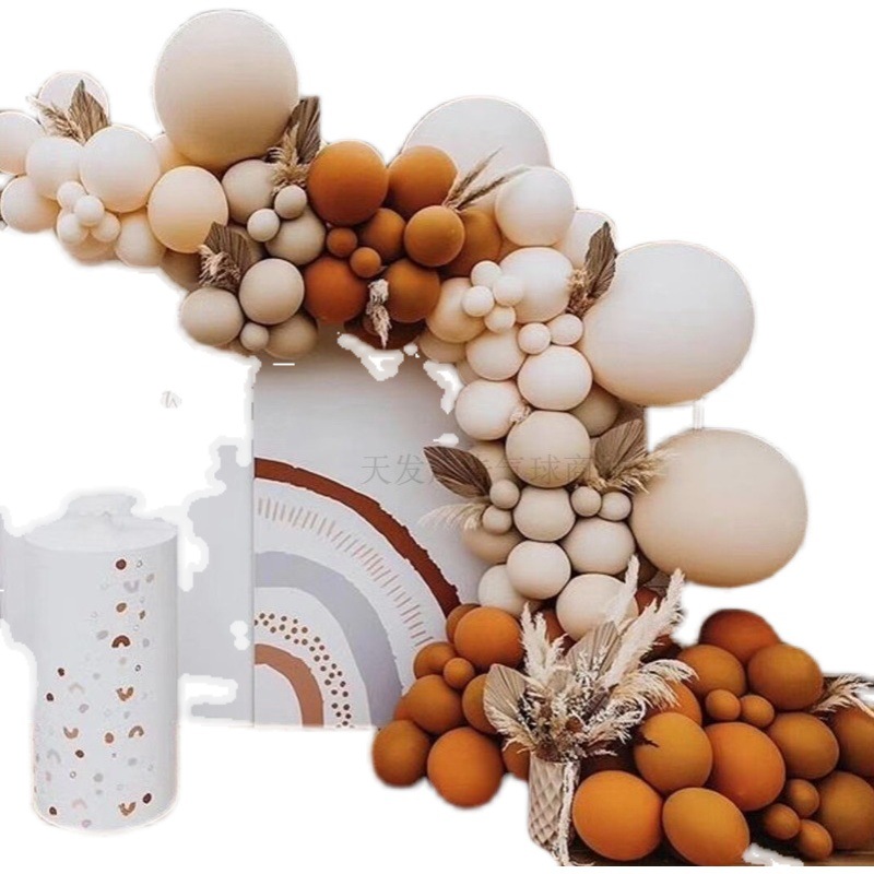 Retro Style Double-Layer Morandi Orange Macaron Orange Latex Balloon Chain Decoration Birthday Party Opening Ceremony