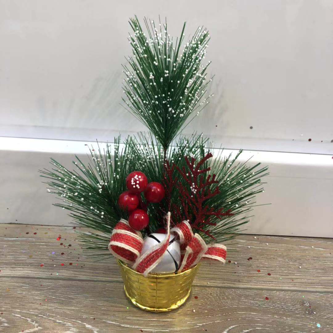 Imitation tree Christmas gift set piece pine needle tree miniature pine Christmas holiday flowerpot