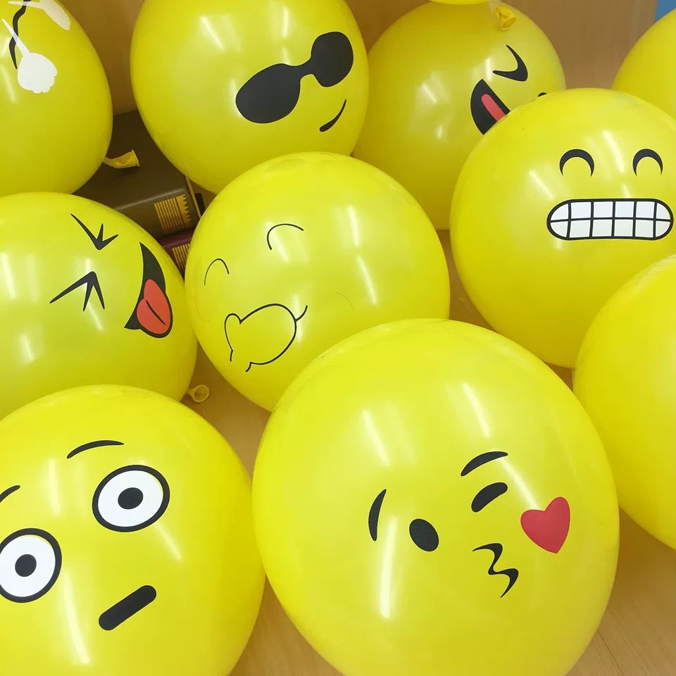 Emoji Balloon Wholesale 12-Inch Smiley Balloon Push Small Gift Gift Thick round Latex Emoji Balloon