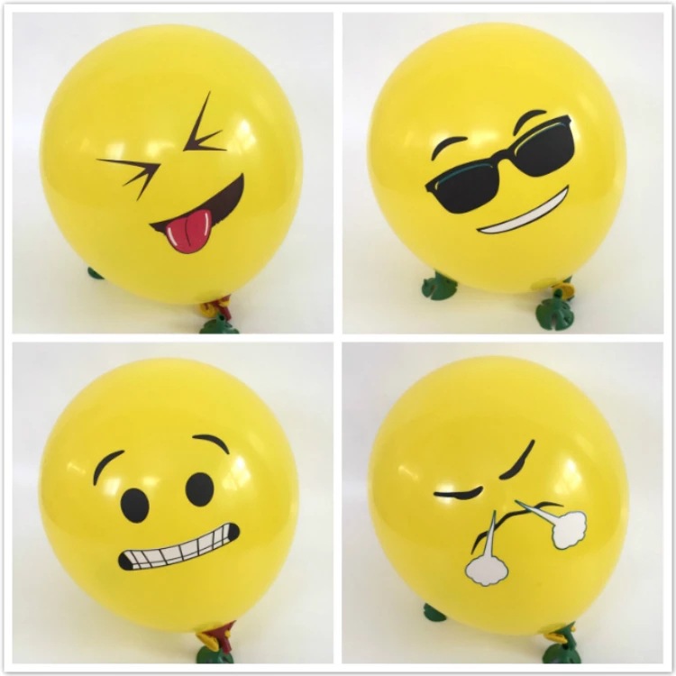 Emoji Balloon Wholesale 12-Inch Smiley Balloon Push Small Gift Gift Thick round Latex Emoji Balloon