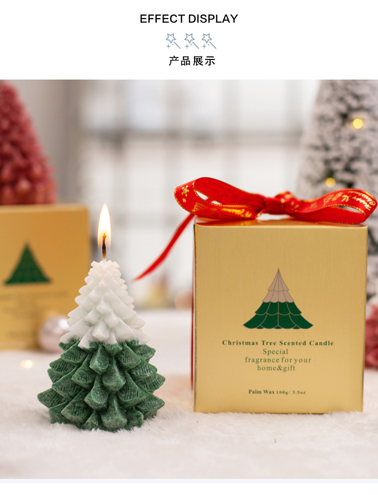 Tang De Christmas Gift Christmas Tree Shape Aromatherapy Candle Creative Festival Ice Flower Candle Atmosphere Decoration