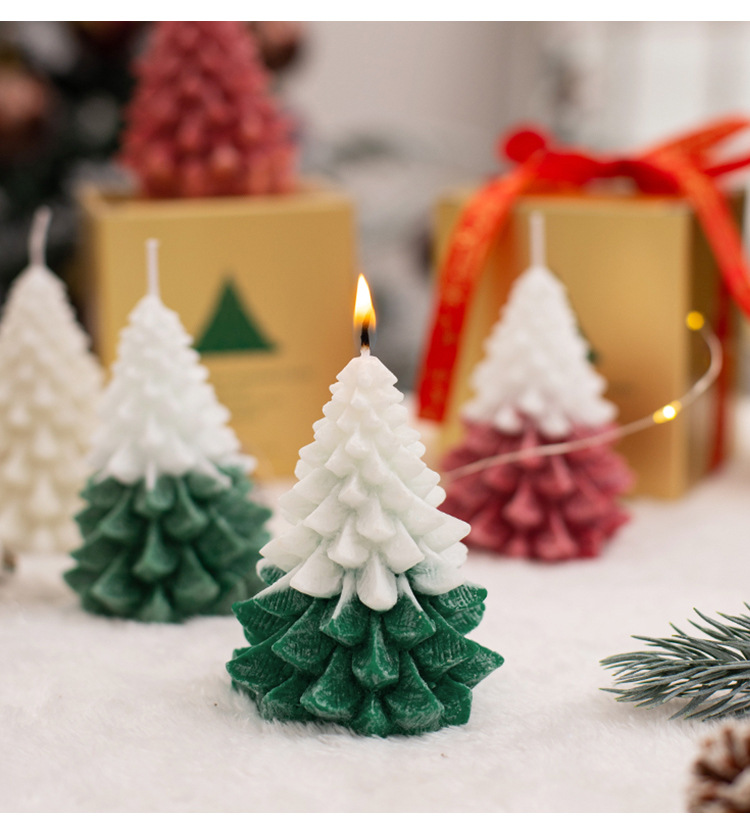 Tang De Christmas Gift Christmas Tree Shape Aromatherapy Candle Creative Festival Ice Flower Candle Atmosphere Decoration