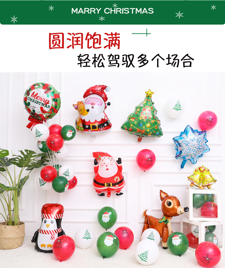 Cross-Border Thickened Christmas Printing Rubber Balloons Christmas Tree Old Elk Mall Holiday Decoration Balloon