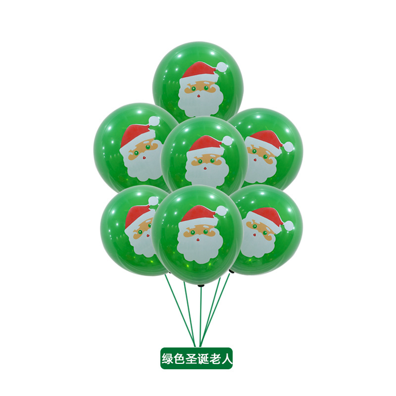 Cross-Border Thickened Christmas Printing Rubber Balloons Christmas Tree Old Elk Mall Holiday Decoration Balloon