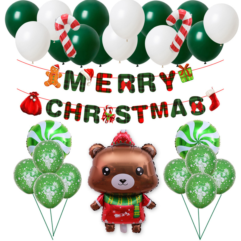 Cross-Border Thickened Christmas Printing Rubber Balloons Christmas Tree Old Elk Mall Holiday Decoration Balloon
