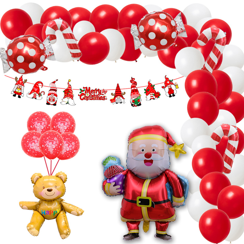 Cross-Border Thickened Christmas Printing Rubber Balloons Christmas Tree Old Elk Mall Holiday Decoration Balloon
