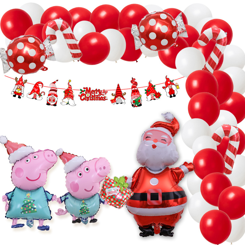 Cross-Border Thickened Christmas Printing Rubber Balloons Christmas Tree Old Elk Mall Holiday Decoration Balloon
