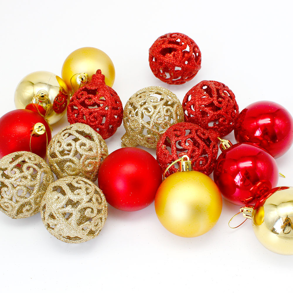 Amazon Hot Christmas Decorations 100PCs Hollow Matte Plastic Ball Christmas Hanging Decoration Set
