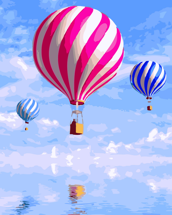 Diy digital oil painting, Painted by hand, romantic scenery, living room, decorative painting, decorative painting, colorful balloon