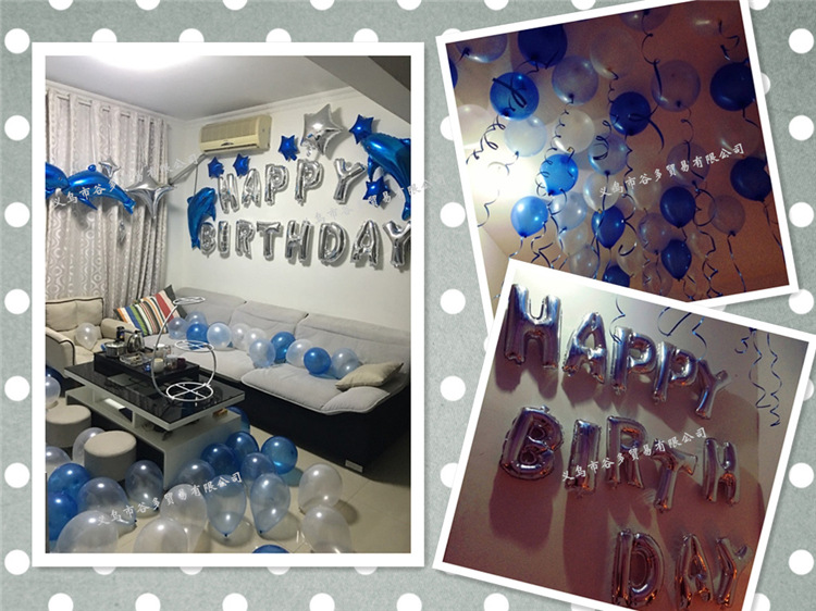 Blue Color Ocean Birthday Balloon Set Romantic Couple Birthday Decoration Supplies Aluminum Balloon Scene Layout Blue Color Ocean Birthday Balloon Set Romantic Couple Birthday Decoration Supplies Aluminum Balloon Scene Layout