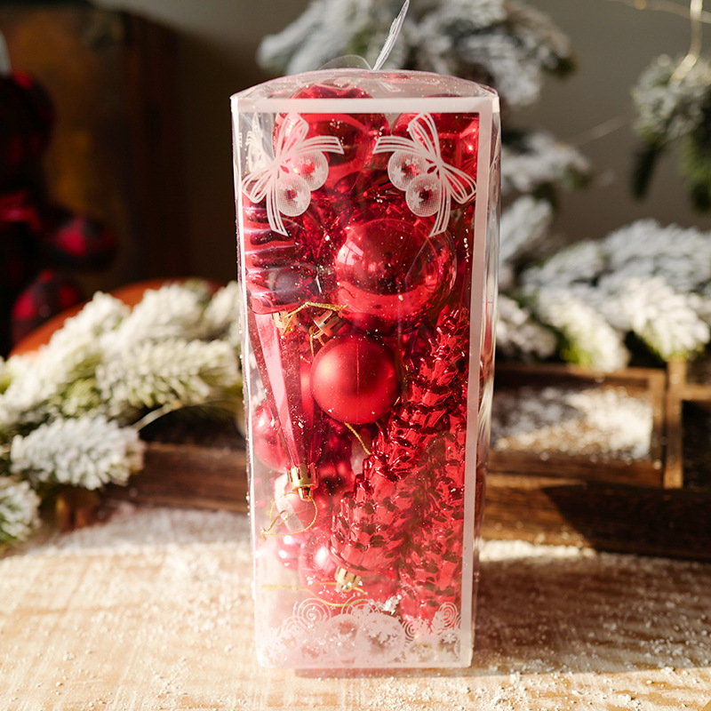 Tingzhi Christmas Tree Decorations Square Box Set Plastic Ball Christmas Ball Pendant 21 Pieces