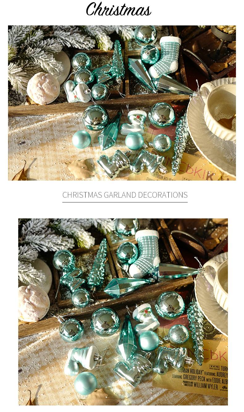 Tingzhi Christmas Tree Decorations Square Box Set Plastic Ball Christmas Ball Pendant 21 Pieces Tingzhi Christmas Tree Decorations Square Box Set Plastic Ball Christmas Ball Pendant 21 Pieces