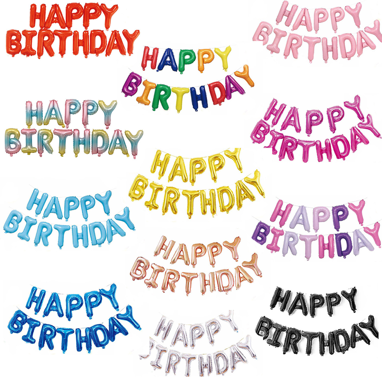 Factory Direct Sales 16-Inch Body Beauty Happy Birthday Letter Atmosphere Decoration Supplies Aluminum Film Balloon Combo Set Factory Direct Sales 16-Inch Body Beauty Happy Birthday Letter Atmosphere Decoration Supplies Aluminum Film Balloon Combo Set
