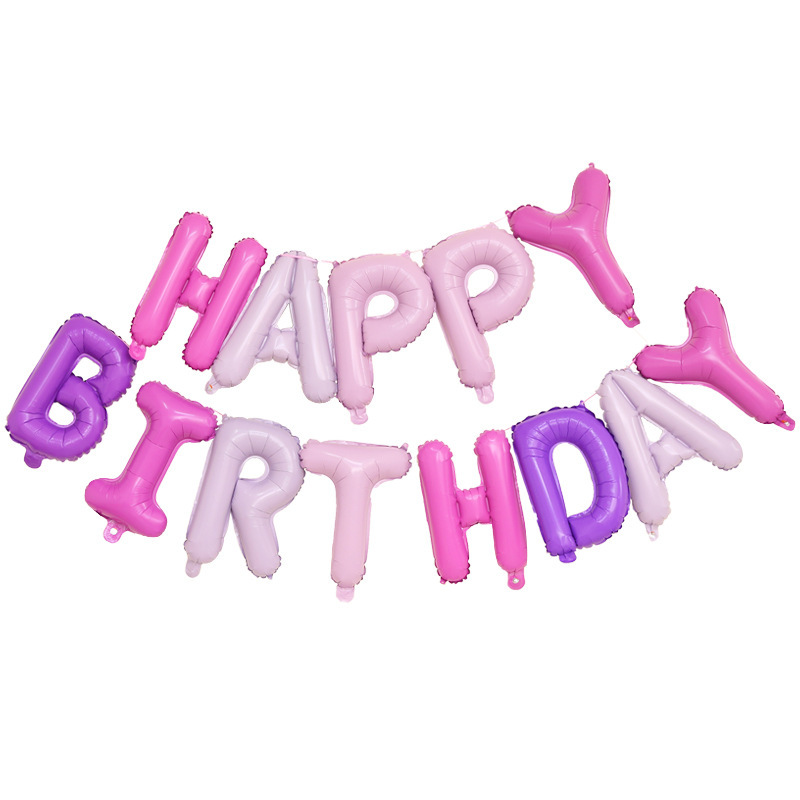 Factory Direct Sales 16-Inch Body Beauty Happy Birthday Letter Atmosphere Decoration Supplies Aluminum Film Balloon Combo Set