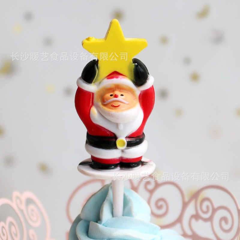 Santa Claus Stars Christmas Plug-in Christmas Card Insertion Santa Claus Christmas 3D Cake Decoration